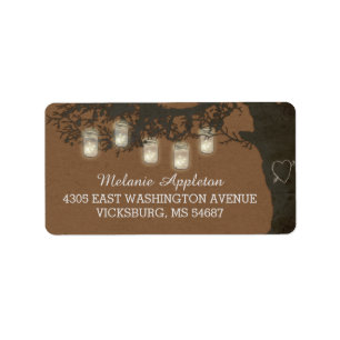 Mason Jar String Lights Tree Vintage Labels