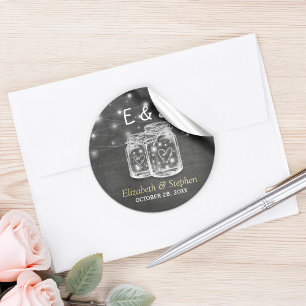 Mason Jar String Lights Wedding Favor Thank You Classic Round Sticker