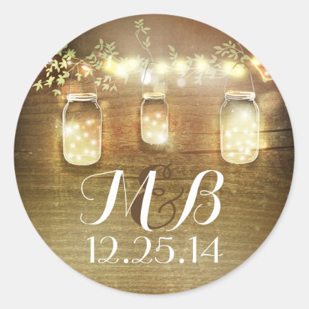 Mason Jar String Lights Wedding Stickers