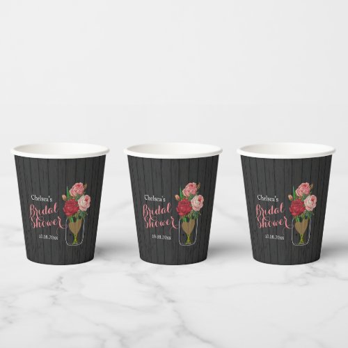 Mason Jar Stylish Rose Bridal Shower 