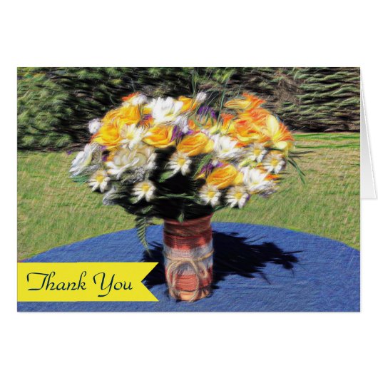 Mason Jar Summer Floral Bouquet Thank You (Front Horizontal)