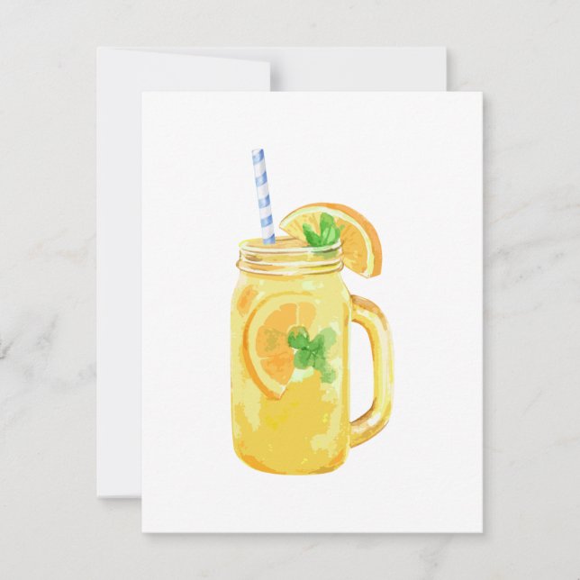 Mason Jar Summer Sun Ice Tea In Watercolor (Front)