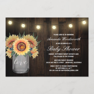 Mason Jar + Sunflower Baby Shower Invitations