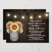 Mason Jar + Sunflower Baby Shower Invitations (Front/Back)