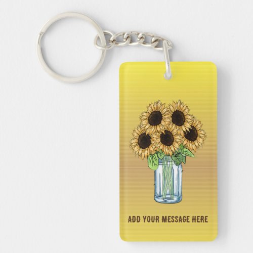 Mason Jar Sunflower Bouquet Keychain