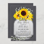Mason jar sunflower fall baby shower invitations (Front/Back)
