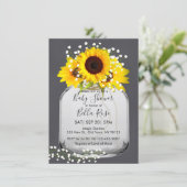 Mason jar sunflower fall baby shower invitations (Standing Front)