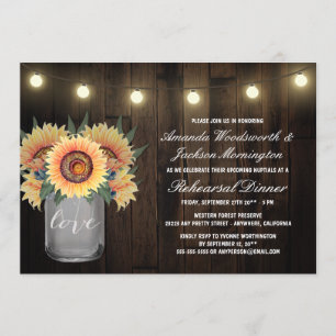 Mason Jar + Sunflower Rehearsal Dinner Invitations