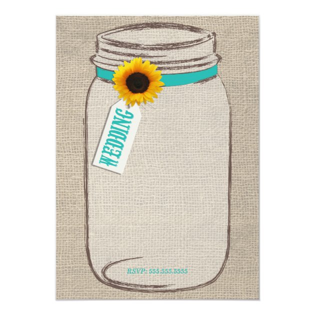 Mason Jar & Sunflower Wedding Invitation