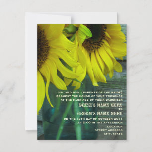 Mason Jar Sunflowers Barnwood Fall Wedding Invitation