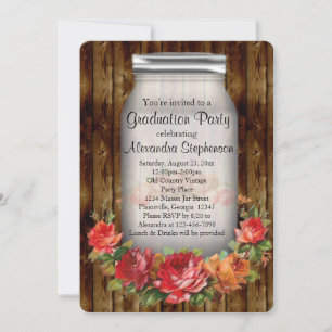 Mason Jar Vintage Country Graduation Party Invitation
