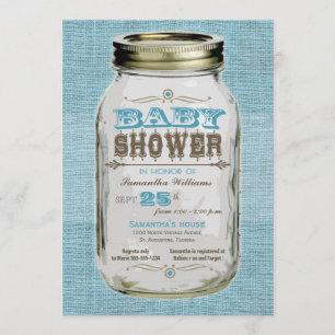 Mason Jar Vintage Look Boy Baby Shower Invitation