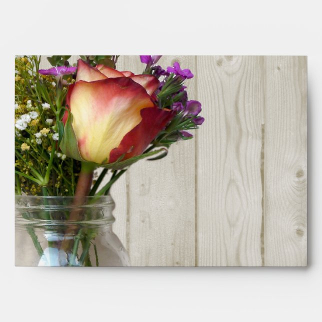 Mason Jar w/Rose and Wildflowers Envelope (Front)