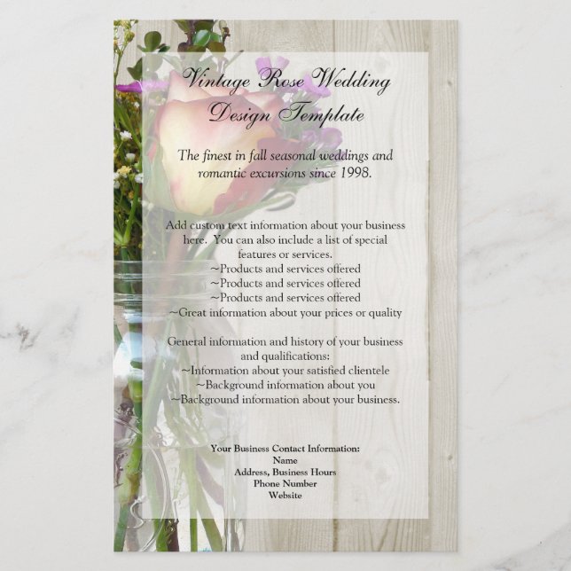 Mason Jar w/Rose and Wildflowers Flyer (Front)