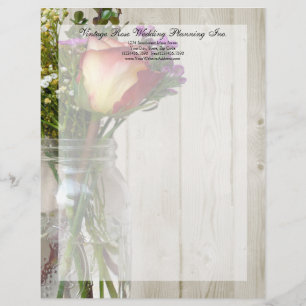 Mason Jar w/Rose and Wildflowers Letterhead