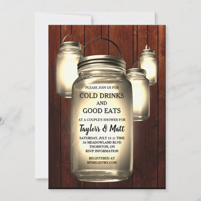 Mason Jar Wedding Couple's Shower Invitation (Front)