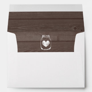 Mason jar wedding envelopes and wood grain liner