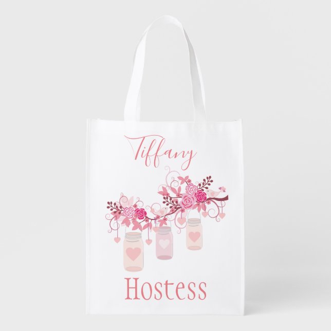 Mason Jar Wedding Hostess Theme Grocery Bag (Front)