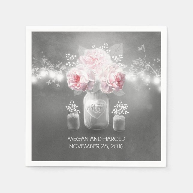 Mason Jar Wedding Napkins (Front)