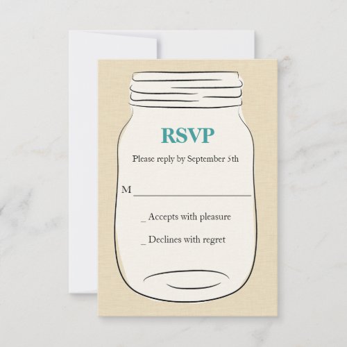 Mason Jar Wedding RSVP - Teal