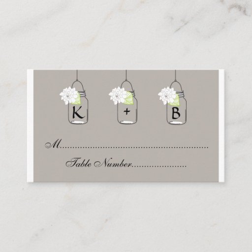 Customizable Mason Jar Wedding Seating Cards // Escort Cards Business Card Template