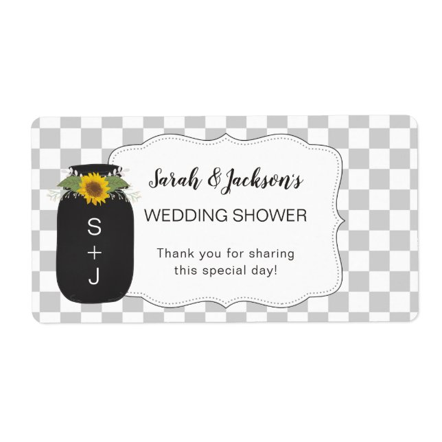 Mason Jar wedding shower favor or water bottle Label (Front)