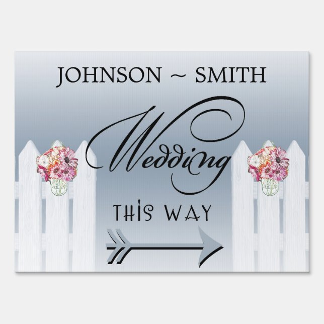 Mason Jar Wedding This Way Yard Sign (Front)