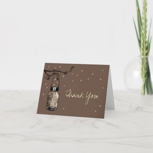 Mason Jar Whimsy Fireflies Thank You Card