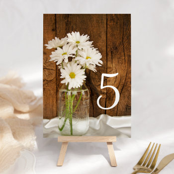 Mason Jar White Daisies Barn Wedding Table Numbers by loraseverson at Zazzle