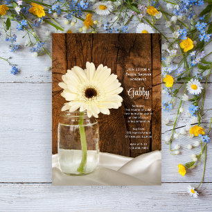 Mason Jar White Daisy Country Barn Bridal Shower Invitation