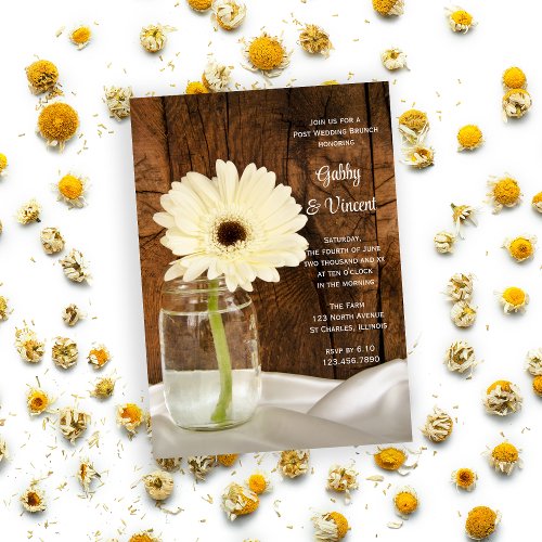 Mason Jar and Daisy Country Post Wedding Brunch Card