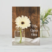Mason Jar White Daisy Quinceañera Save the Date (Standing Front)