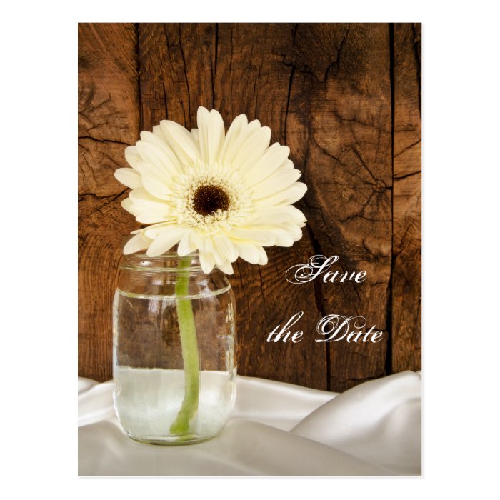 Mason Jar White Daisy Quinceañera Save the Date Post Card