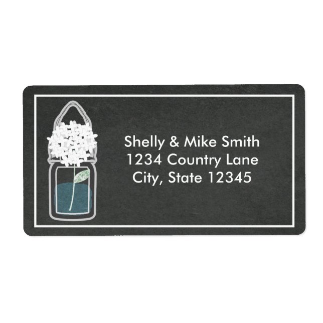 Mason jar white flowers Country Chalk labels (Front)