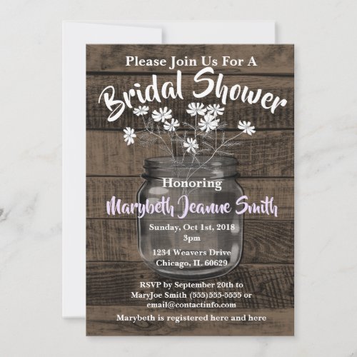 Mason Jar White Flowers Invitation