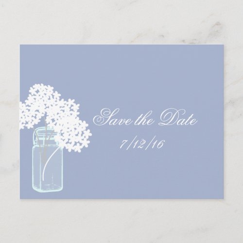 Mason Jar White Hydrangea Save the Date Announcement Postcard