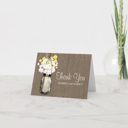 Mason Jar Wild Daisies and Billy Balls Thank You Card