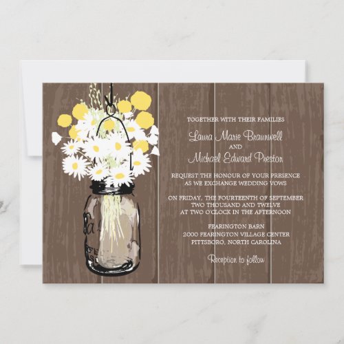 Mason Jar Wild Daisies &amp; Billy Balls Invitations