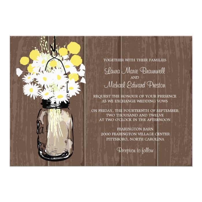 Mason Jar Wild Daisies & Billy Balls Invitations