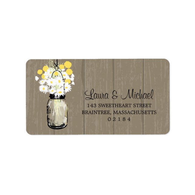 Mason Jar Wild Daisies & Billy Balls Label (Front)