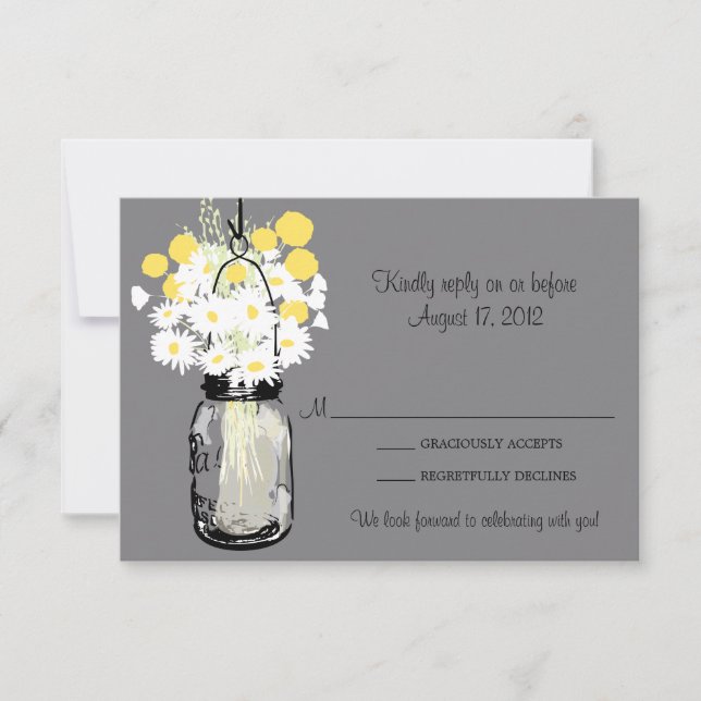 Mason Jar Wild Daisies & Billy Balls  RSVP (Front)