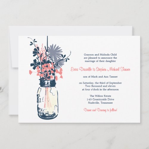 Mason Jar &amp; Wild Flowers Personalized Invitations