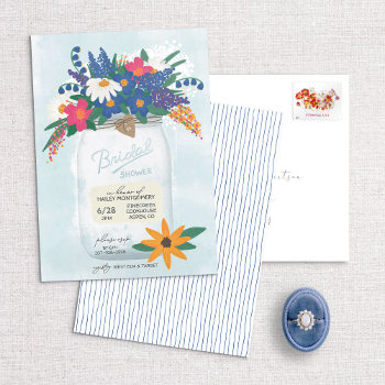 Mason Jar & Wildflowers Bridal Shower Invitation by Ligatura at Zazzle