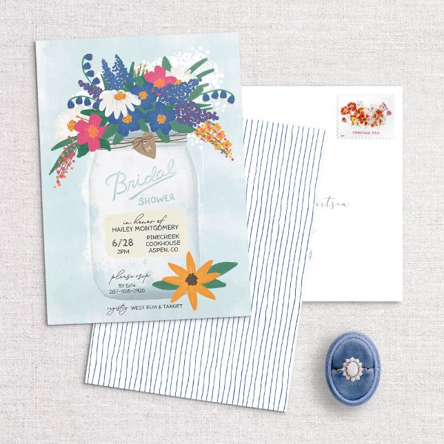 Mason Jar & Wildflowers Bridal Shower Invitation (Creator Uploaded)