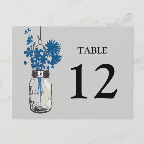 Mason Jar  Wildflowers Double sided Table Card