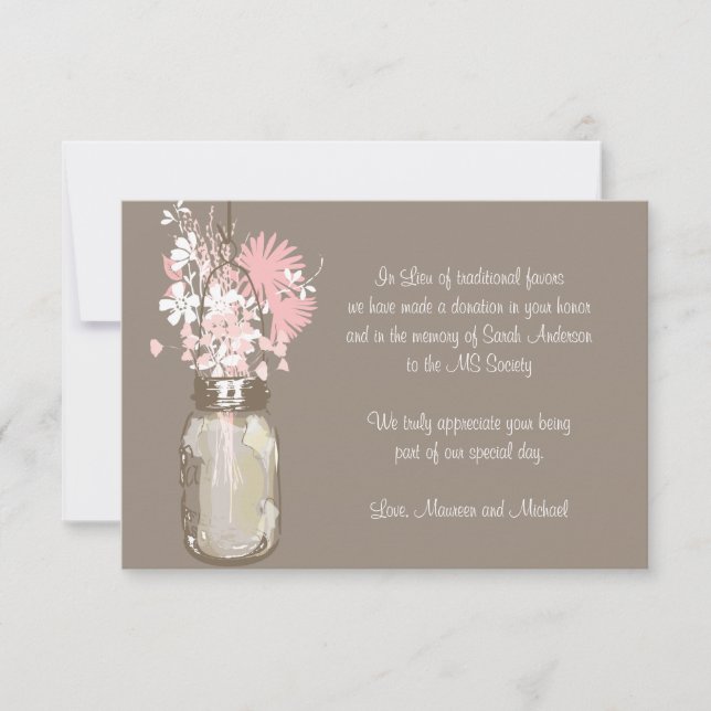Mason Jar & Wildflowers Favor Card (Front)
