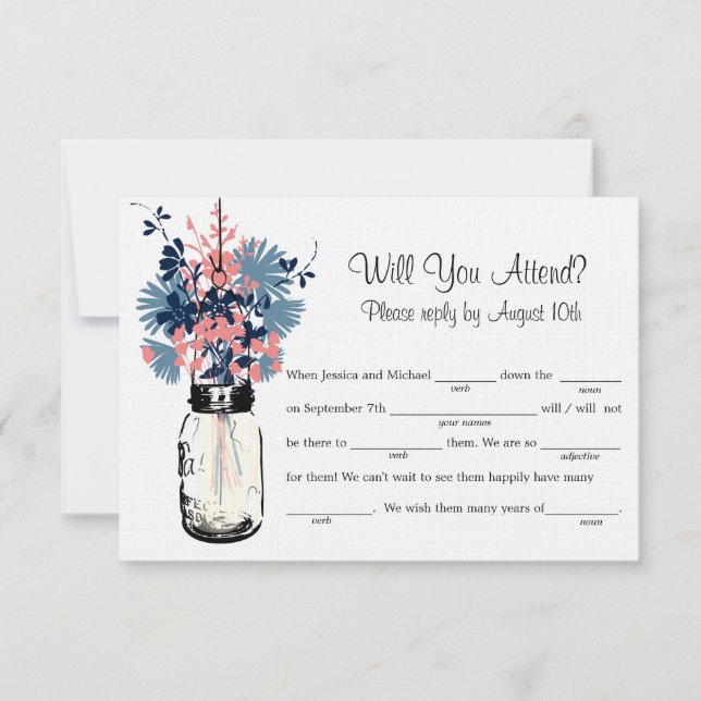 Mason Jar Wildflowers LIB RSVP (Front)
