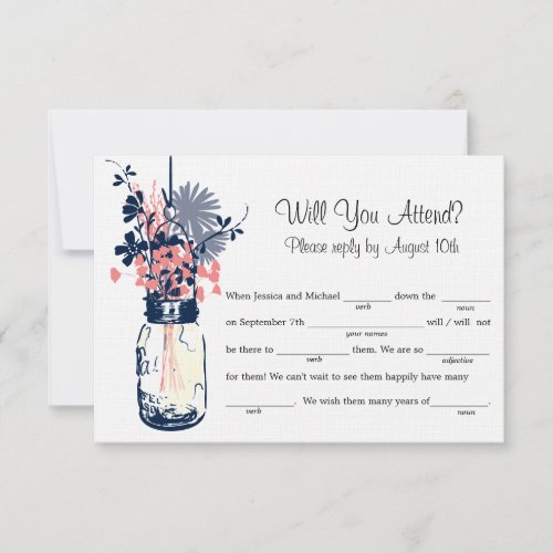 Mason Jar Wildflowers MAD LIB RSVP Announcement