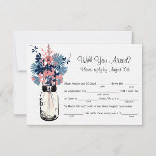 Mason Jar Wildflowers LIB RSVP Card