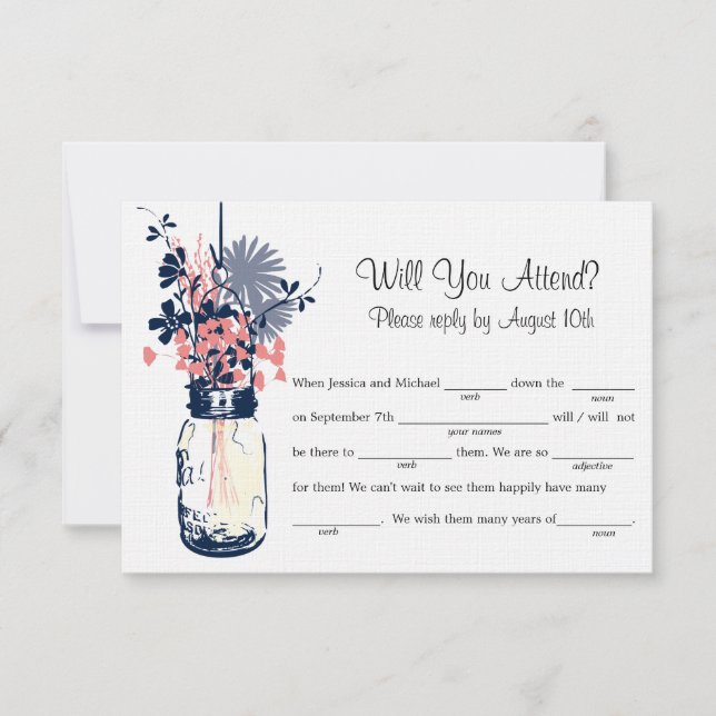 Mason Jar Wildflowers LIB RSVP Card (Front)